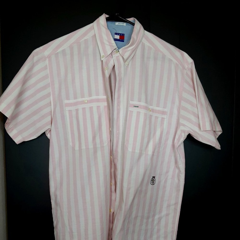 Pink and White Stripped Tommy Hilfiger Shirt